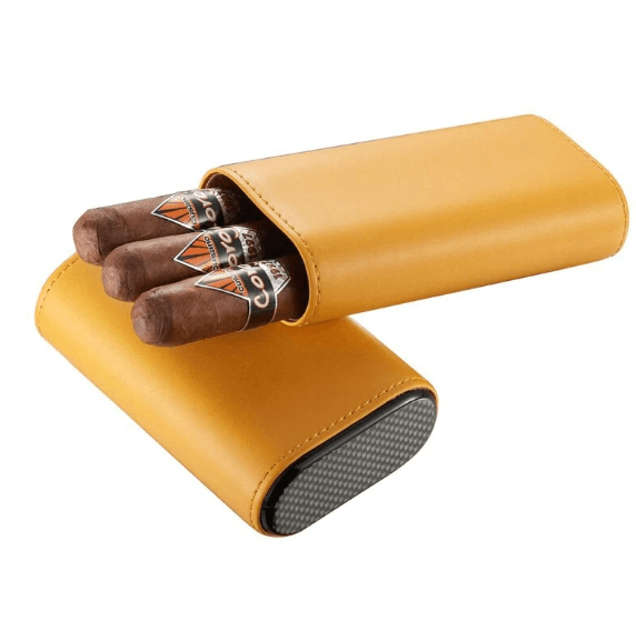 Étui à Cigare <br/> Cuir Jaune De Luxe